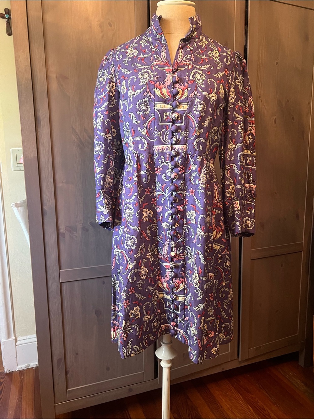 Tuckernuck Purple Floral Mini Dress with Pink and Cream Accents
